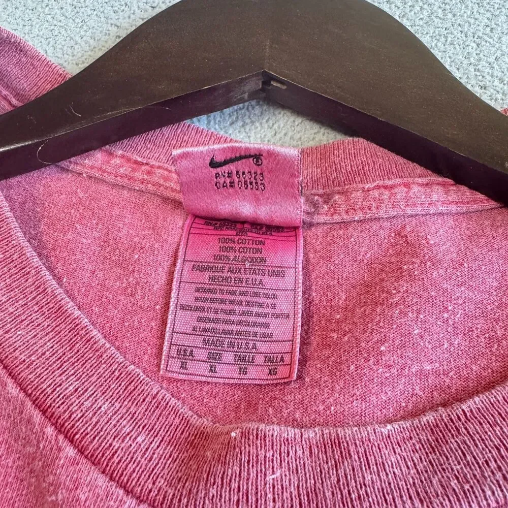 Nike Vintage T Shirt Men's XL Pink Made In USA 90s Embroidered Logo Tee